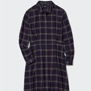 Plaid Long Sleeve Shirt Dress